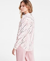 Bar Iii Women's Graphic Line Print Blouse, Exclusively at Macy's