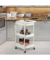 Gouun 3-Tier Utility Storage Cart with Diy Pegboard Baskets