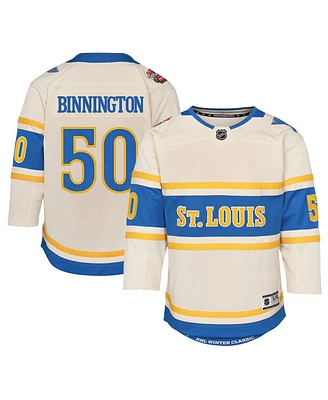 Outerstuff Big Boys and Girls Jordan Binnington Cream St. Louis Blues 2025 Nhl Winter Classic Premier Player Jersey