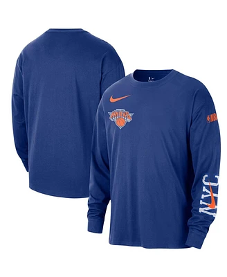 Nike Men's Blue New York Knicks 2024/25 City Edition Courtside Max90 Heavyweight Long Sleeve T-Shirt