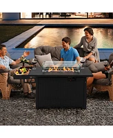Gouun 52 Inches Outdoor Wicker Gas Fire Pit Propane Table with Cover