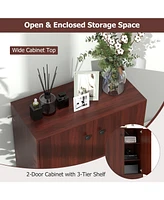 Gouun 2-Door Modern Floor Storage Cabinet with 3-Tier Shelf