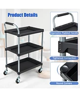 Gouun 3 Layer Tool Cart with Pp Shelves Sponged Handle and Swivel Wheel