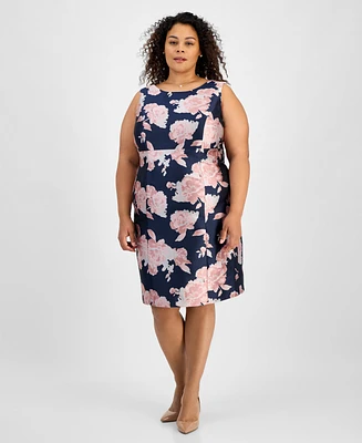 Kasper Plus Floral Sleeveless Sheath Dress