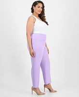Kasper Plus Size Stretch-Crepe Straight-Fit Suit Pants