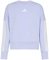 adidas Big Girls Long-Sleeve 3-Stripe French Terry Crewneck Pullover Sweatshirt