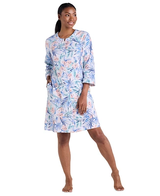 Miss Elaine Women's 3/4-Sleeve Printed Short Grip Robe