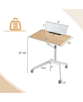 Gouun Height Adjustable Mobile Standing Desk with Detachable Holde