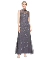 Alex Evenings Women's Sweetheart-Neck Beaded A-Line Dress