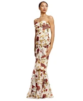 Dress the Population Women's Paris Strapless Ruffle-Trim Gown