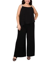 Msk Plus Rhinestone-Strap Overlay Wide-Leg Jumpsuit