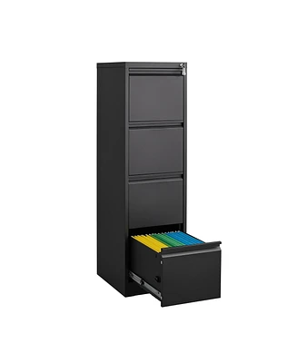 Boyel Living 4 Drawer File Cabinet with Lock Metal Vertical Storage Office Home Steel for A4 Legal/Letter Narr