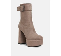 London Rag Wanderer Flared Block Heel Mid-Calf Boots