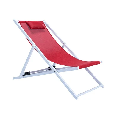 LeisureMod Sunset Outoor Sling Lounge Chair With Headrest