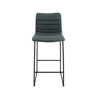 LeisureMod Brooklyn 29.9" Modern Leather Bar Stool With Black Iron Base & Footrest