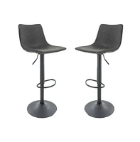 LeisureMod Tilbury Modern Adjustable Bar Stool With Footrest & 360-Degree Swivel Set of 2