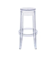 LeisureMod Averill Plastic Barstool with Clear Acrylic Seat and Legs