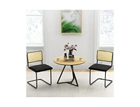 Slickblue Set of 2 - Modern Mid-Century Dining Chair with Rattan Backrest