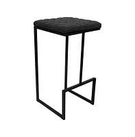 LeisureMod Quincy Quilted Stitched Leather Bar Stools With Metal Frame