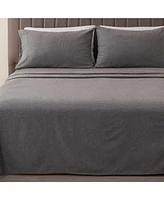 Piece Cotton Blend Double-Brushed Heathered Flannel Bed Sheet Set