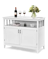 Slickblue Wood 2-Door Dining Buffet Sideboard Cabinet with Open Storage Shelf