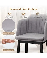 Gymax 4PCS Modern Dining Chairs Upholstered Velvet Accent Chairs w/ Curved Backrests