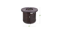 Slickblue 50,000 Btu Wicker Round Lp Gas Propane Fire Pit w/ Faux Wood Tabletop and Cover