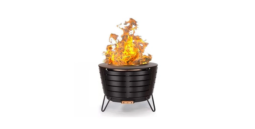 Slickblue 25-inch Outdoor Wood Burning Stainless Steel Smokeless Fire Pit with Cover