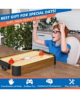 Sugift 24" Mini Tabletop Air Hockey Game for Kids, Compact Air Hockey Table w/Electric Fan, Pushers & Pucks