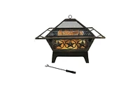 Slickblue Outdoor Wood Burning Fire Pit - Sturdy and Stylish Backyard Fireplace for Warmth