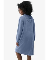 ellos Plus Hooded Velour Lounge Dress