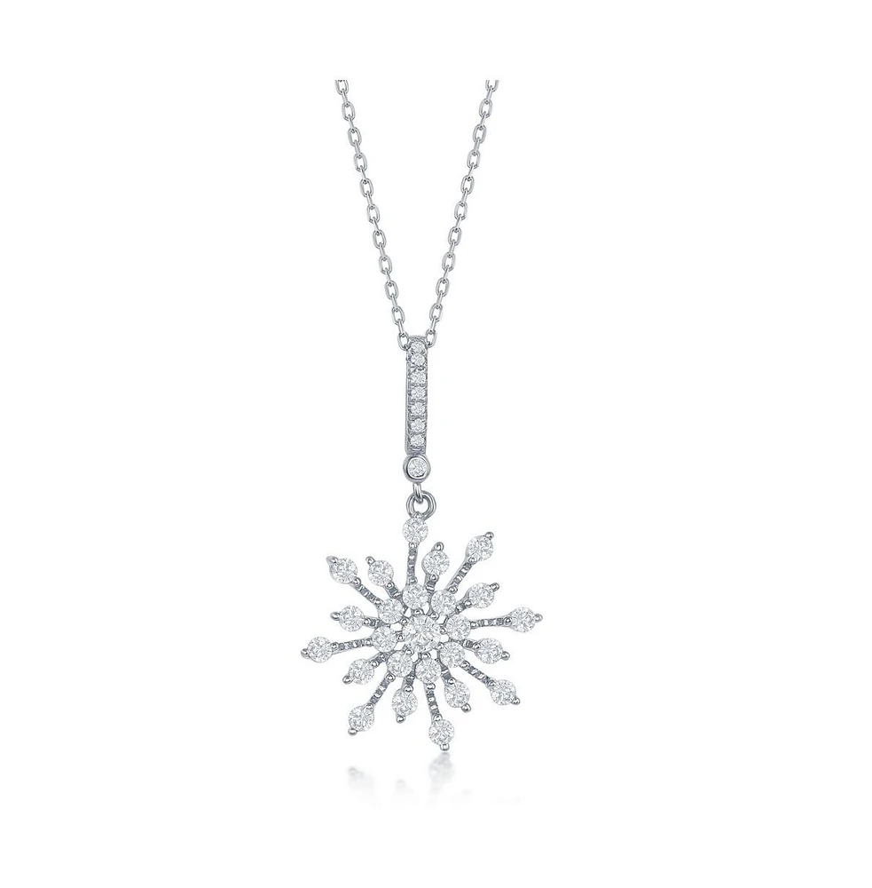 Simona Sterling Silver Snowflake Cz Pendant