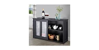 Slickblue Sideboard Buffet Dining Storage Cabinet with 2 Glass Sliding Doors