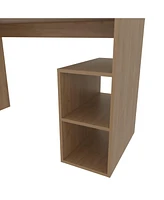 Fm Furniture Sanders Computer Desk in Melamine with Open Storage, Natural Oak