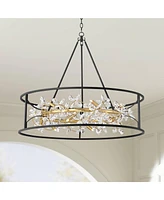 Possini Euro Design Carrine 35" Modern Pendant Chandelier Ceiling Light Fixture Dining Room Over Table Kitchen Island Foyer Ring Hanging 12-Light Led