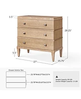 Hulala Home Ugo Transitional 3-Drawer Nightstand with Square Tapered Legs and Metal Knob