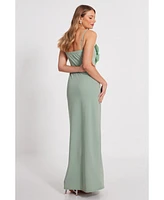 Quiz Women's Scuba Crepe Maxi Dress with 3D Applique Detail