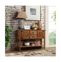 Slickblue Solid Wood Farmhouse Console Table Buffet Cabinet with Storage Drawers