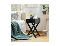 Slickblue X-Shape 1-Drawer Nightstand End Table with Storage for Bedroom or Living Room