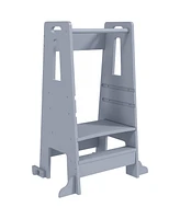 Qaba Toddler Tower w/ Safety Rail, Handlbar, for Bathroom, Kitchen