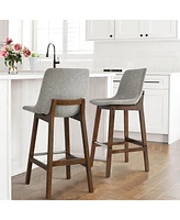 Maison Boucle Set of 2 Upholstered Bar Stools with Solid Wood Legs, Modern Counter Height Chairs for Kitchen Island, Bar, or Dining Room-Maison Boucle