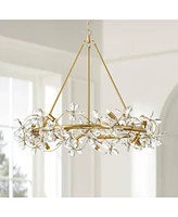 Possini Euro Design Carrine 31 1/2" Modern Floral Pendant Chandelier Ceiling Light Fixture Dining Room Over Table Kitchen Island Foyer Flower Hanging