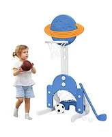 Gymax 3 in 1 Kids Basketball Hoop Set Adjustable Sports Activity Center w/ Balls