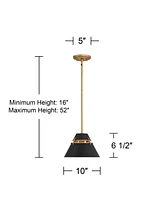 Possini Euro Design Curry 10" Modern Industrial Pendant Ceiling Light Fixture Dining Room Over Table Kitchen Island Foyer Hanging Black Gold Finish Me
