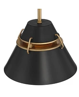 Possini Euro Design Curry 10" Modern Industrial Pendant Ceiling Light Fixture Dining Room Over Table Kitchen Island Foyer Hanging Black Gold Finish Me