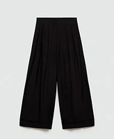 Mango Women's Wide Leg Pleated Pants