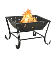 vidaXL Fire Pit with Poker 24.4" Xxl Steel