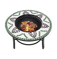 vidaXL Mosaic Fire Pit Green 26.8" Ceramic
