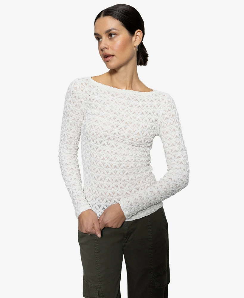 Sanctuary Women's white Lace Long Sleeve T-Shirt