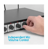 Pyle 8-Channel Wireless Microphone System with 4 Lavalier Mics, 4 Headsets, & 4 Handheld Mics